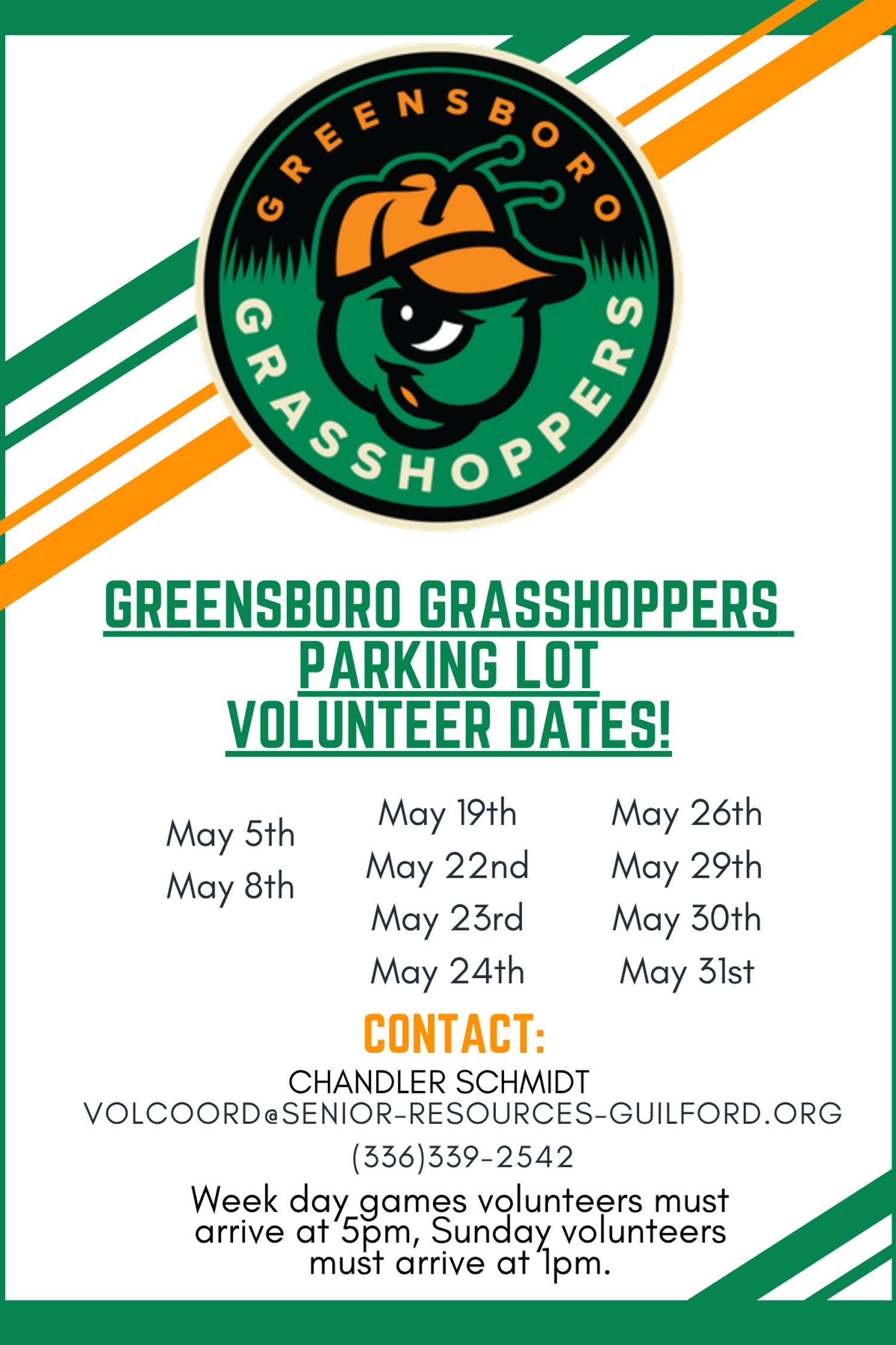 Greensboro Grasshopper Volunteers Needed